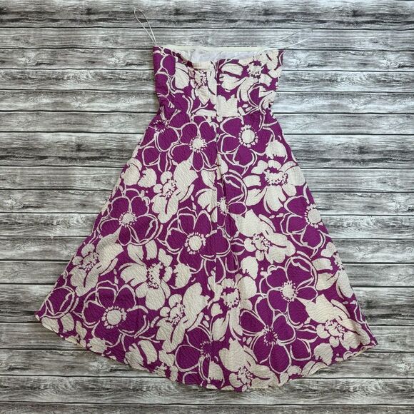 J. Crew Factory Women Strapless Tube Top Floral A Line Summer Dress 2 Pink White - Picture 15 of 15